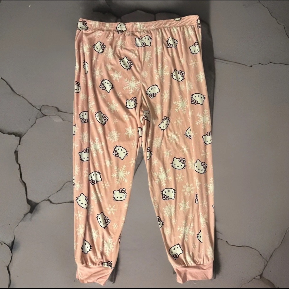 HELLO KITTY Joggers Womens 2X-Large Pink Snowflake Velour SANRIO Pajama Pants
